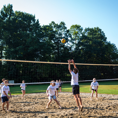 Volleyball on our sand court that was installed in 2021